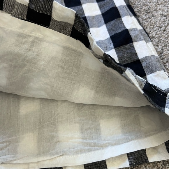 Ann Taylor LOFT Dress Size 2P Linen Blend Short Sleeve Lined Gingham V-Neck - Picture 5 of 11